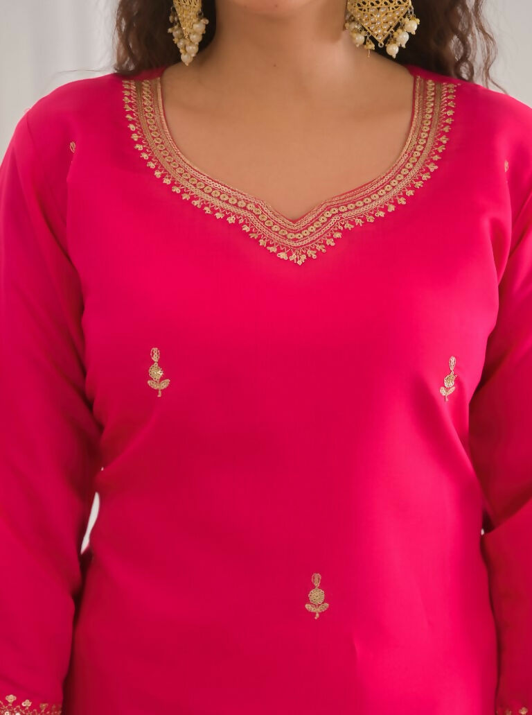 Ethnic Festive Wear Viscose Chanderi Pink Stitched Suit With Dupatta - Tanisha