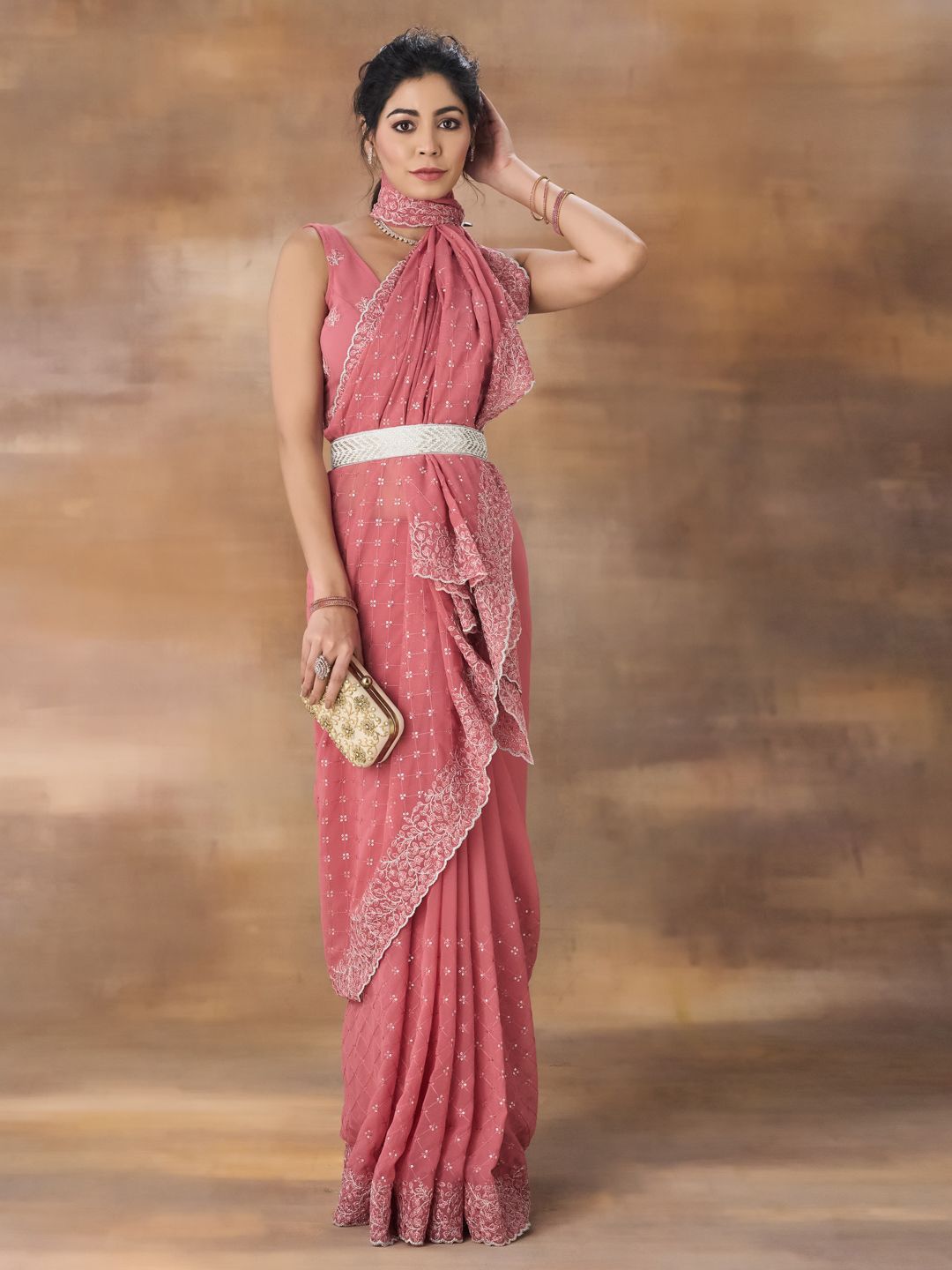 kasee Embroidered Poly Georgette Saree