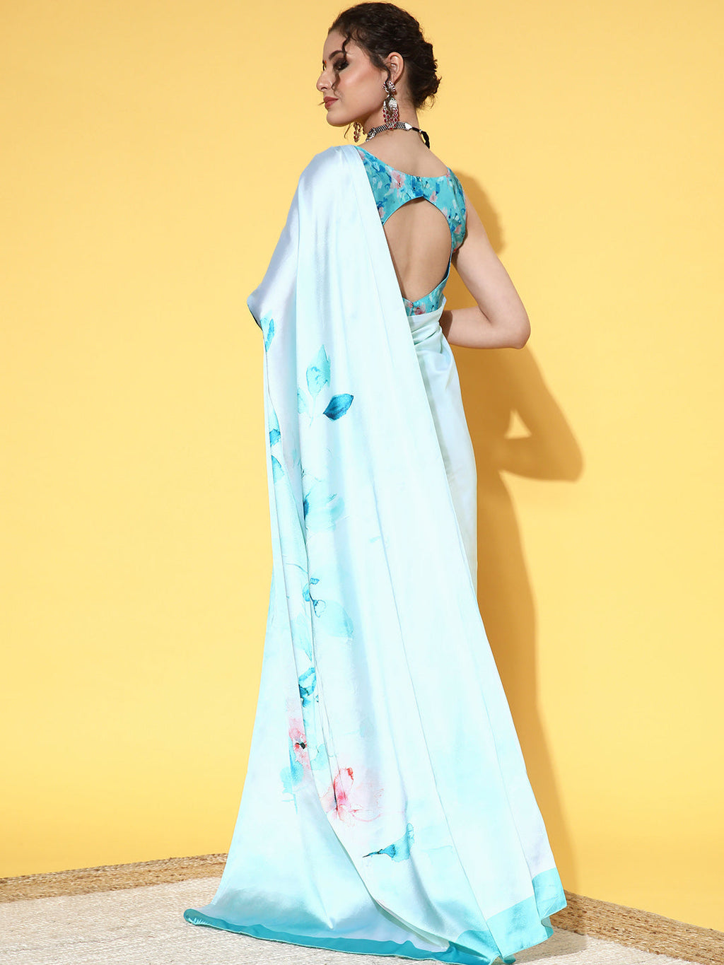 Saree Mall Floral with Printed Border Saree