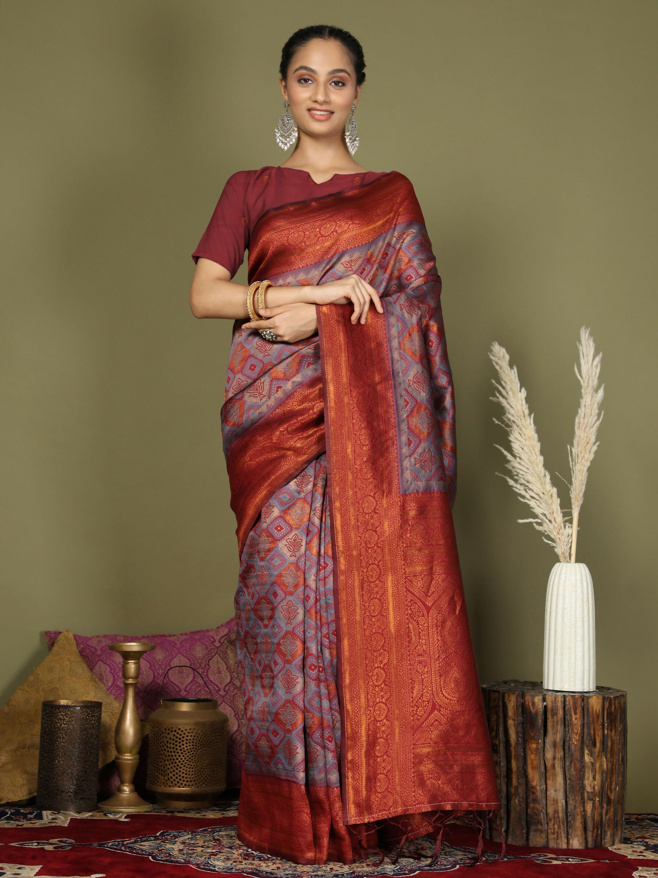 Shree Shyam Fashion Lichi Silk Grey Saree