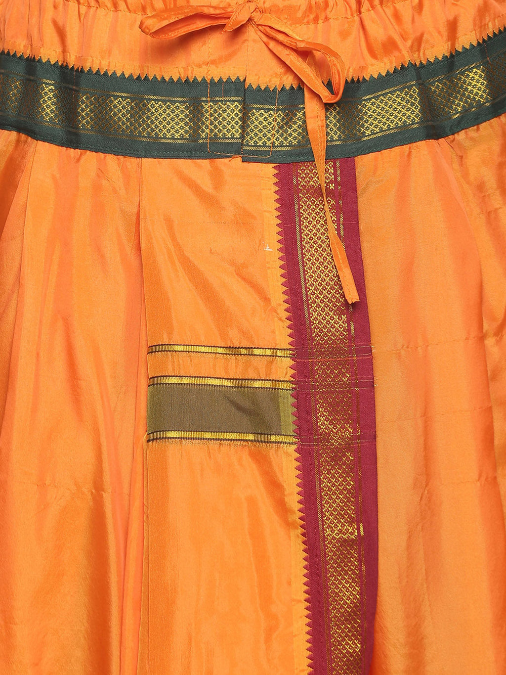 Sethukrishna Men Orange & Green Solid Readymade Dhoti Pant
