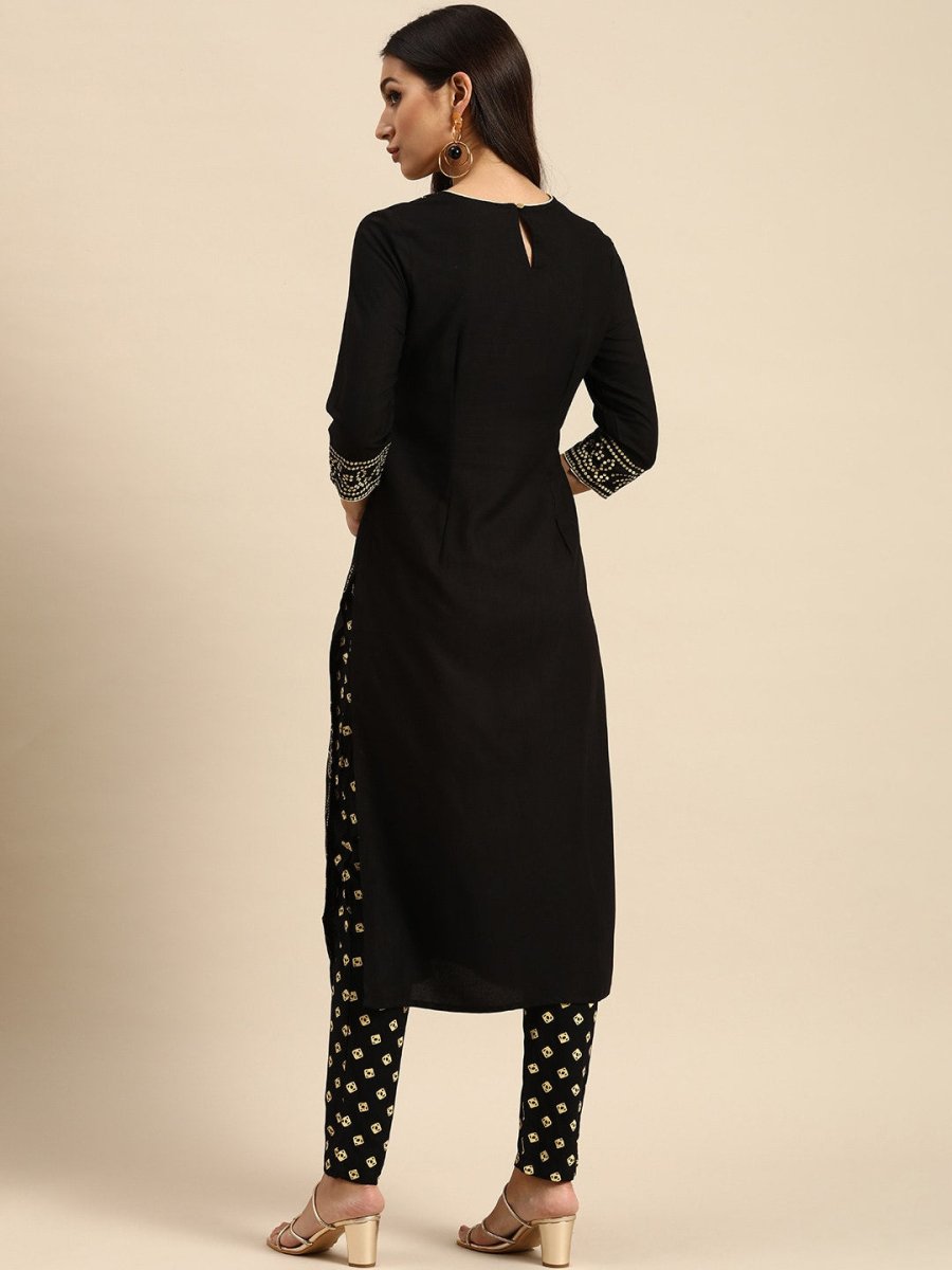All About You Women Black Bandhani Printed Kurta with Trousers