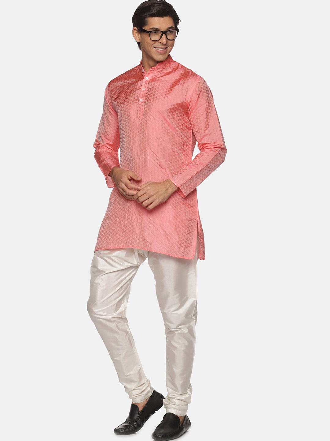 Sethukrishna Men Peach-Coloured Kurta with Pyjamas