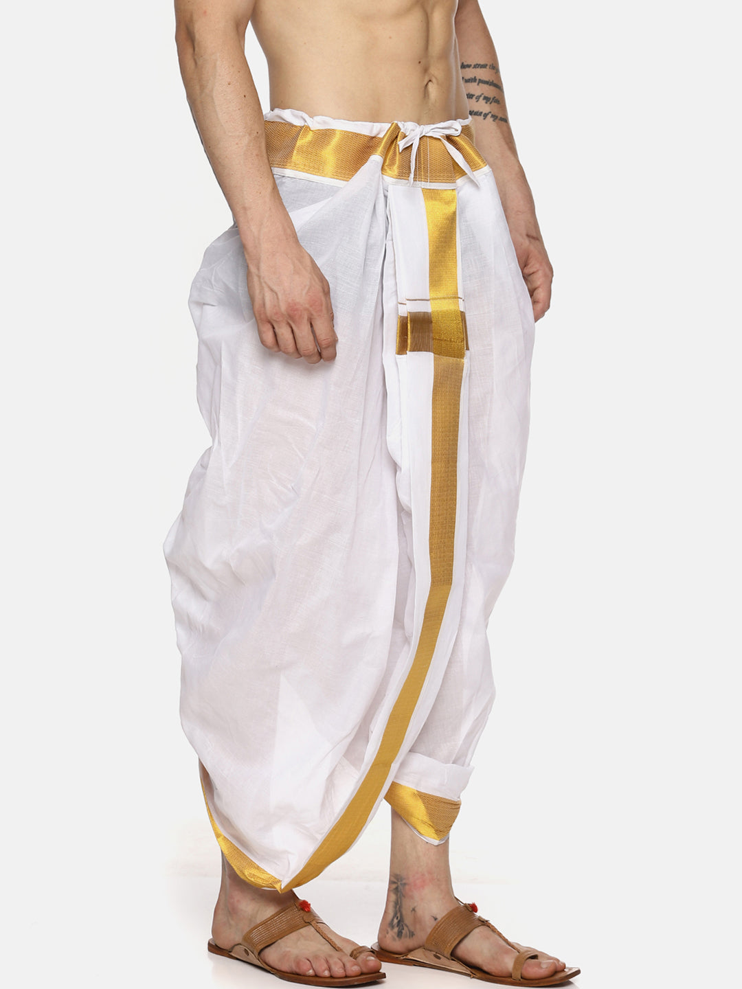 Sethukrishna Men White Solid Readymade Dhoti Pants