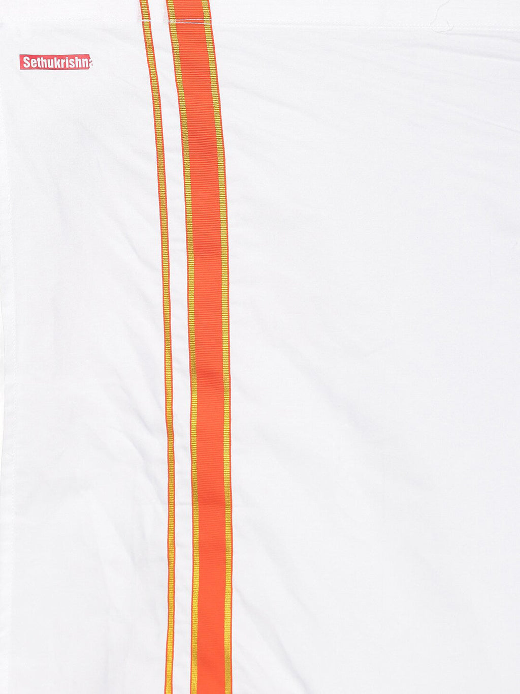 Sethukrishna Boys White Pure Cotton Solid Shirt and Veshti Set