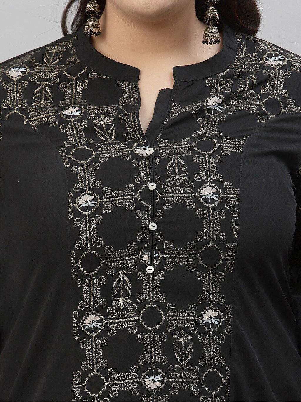 Sztori Printed Notch Neck Regular Kurta with Trousers