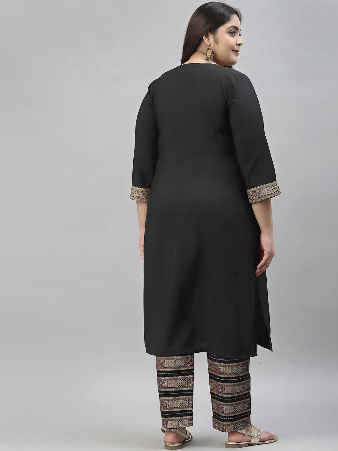 Sztori Plus Size Ethnic Motifs Printed Regular Kurta with Trousers