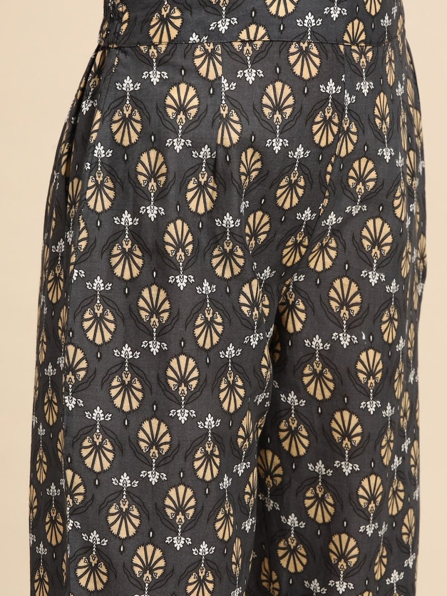 All About You Women Motifs Yoke Design A-Line Kurta with Trousers