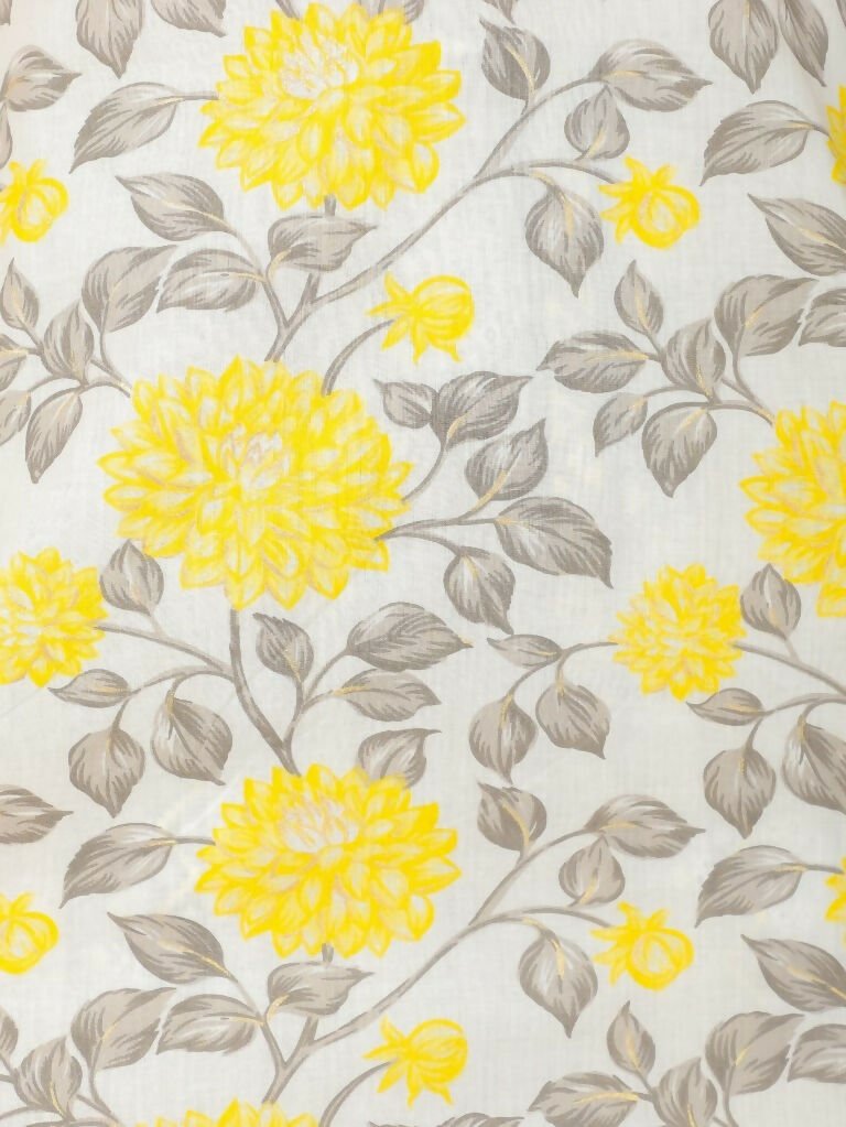 Aramya Straight Soft Cotton Floral Print Women's Kurta - Yellow