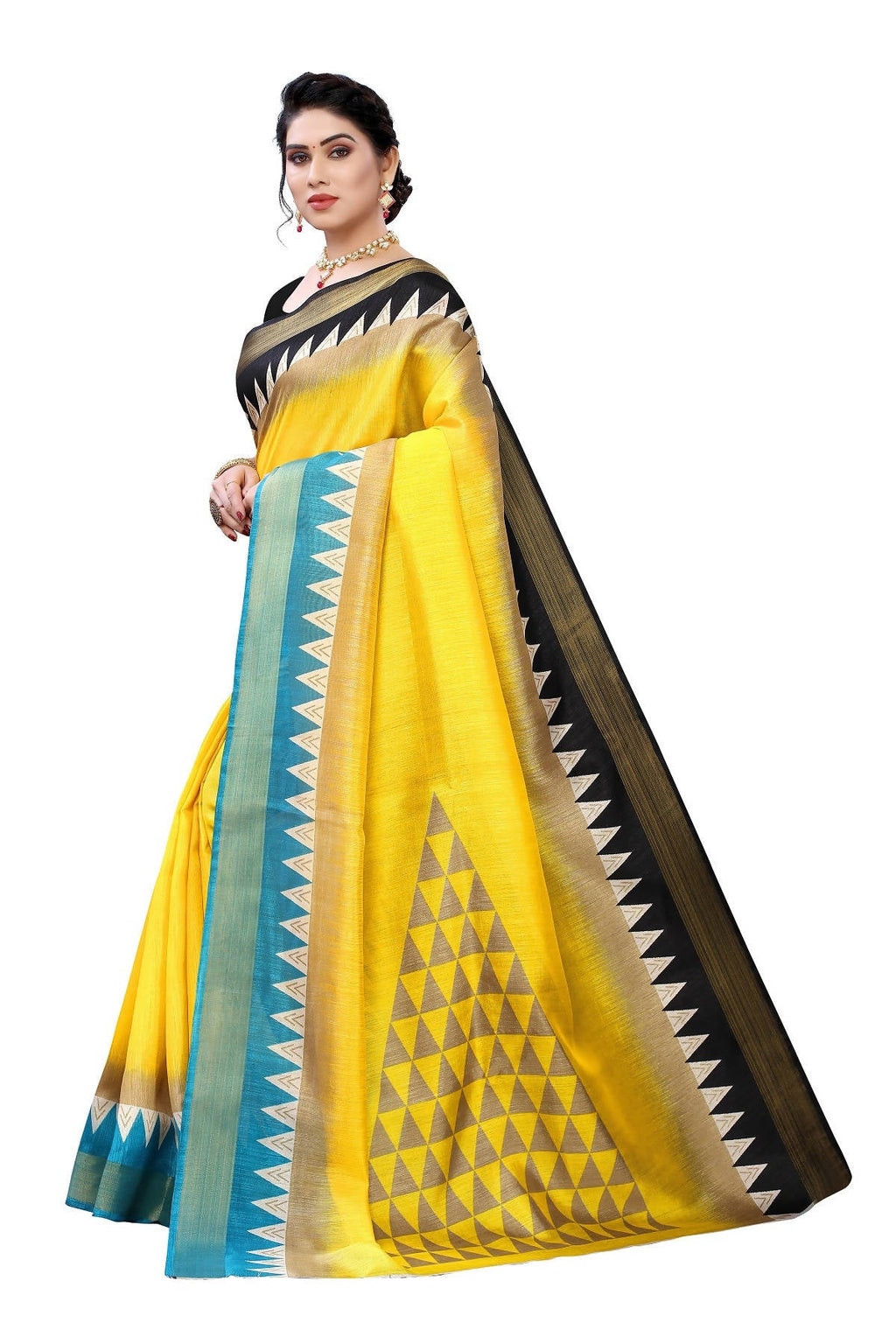 Vamika Yellow & Black Linen Jari Border Saree (GUNJAN YELLOW)