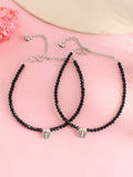 VOJ Women Black Color stainless steel Anklet