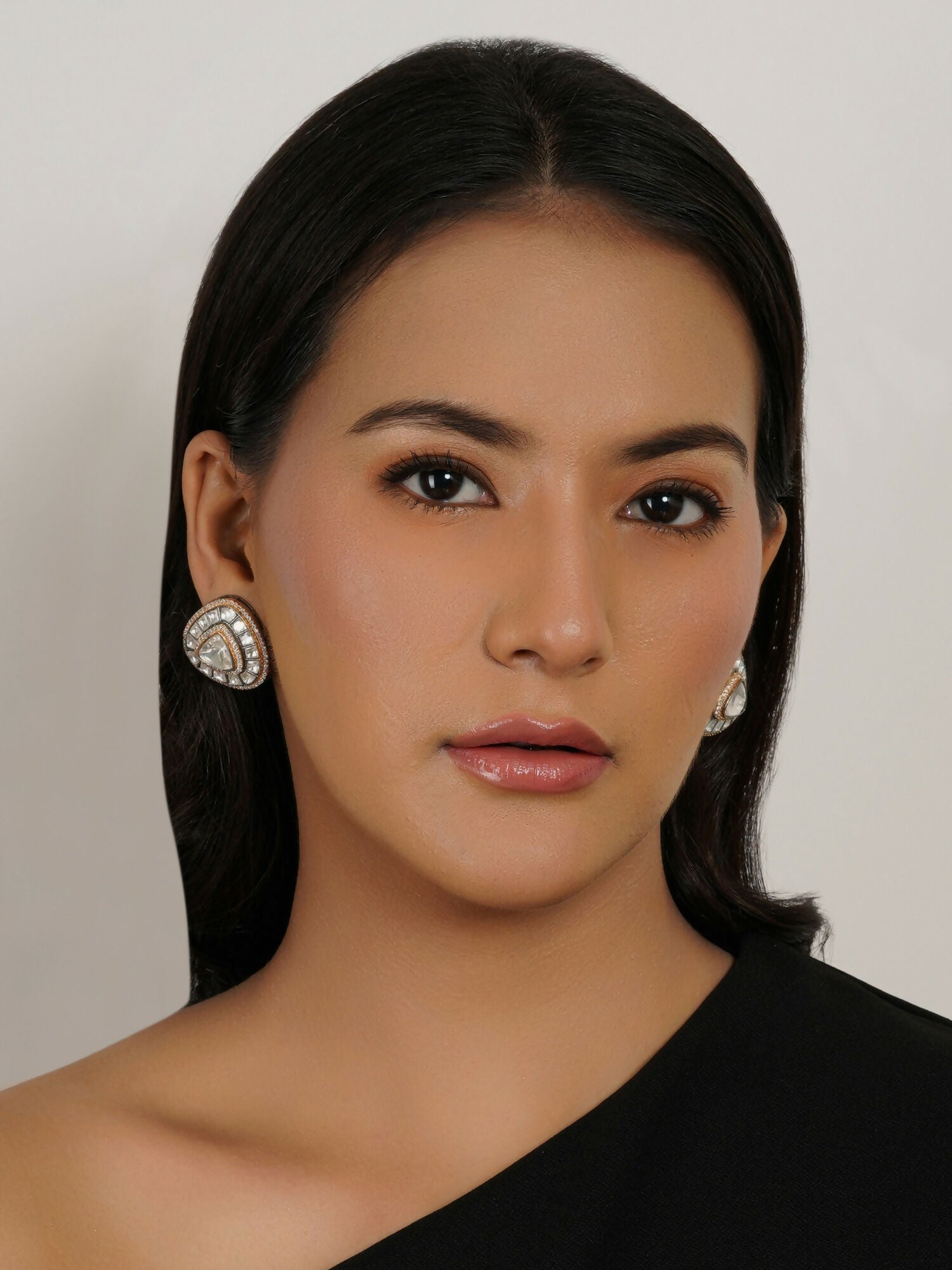 Kundan Earrings (silver) - Ruby Raang