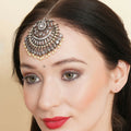Oversized Diamond Maang Tikka- Ruby Raang