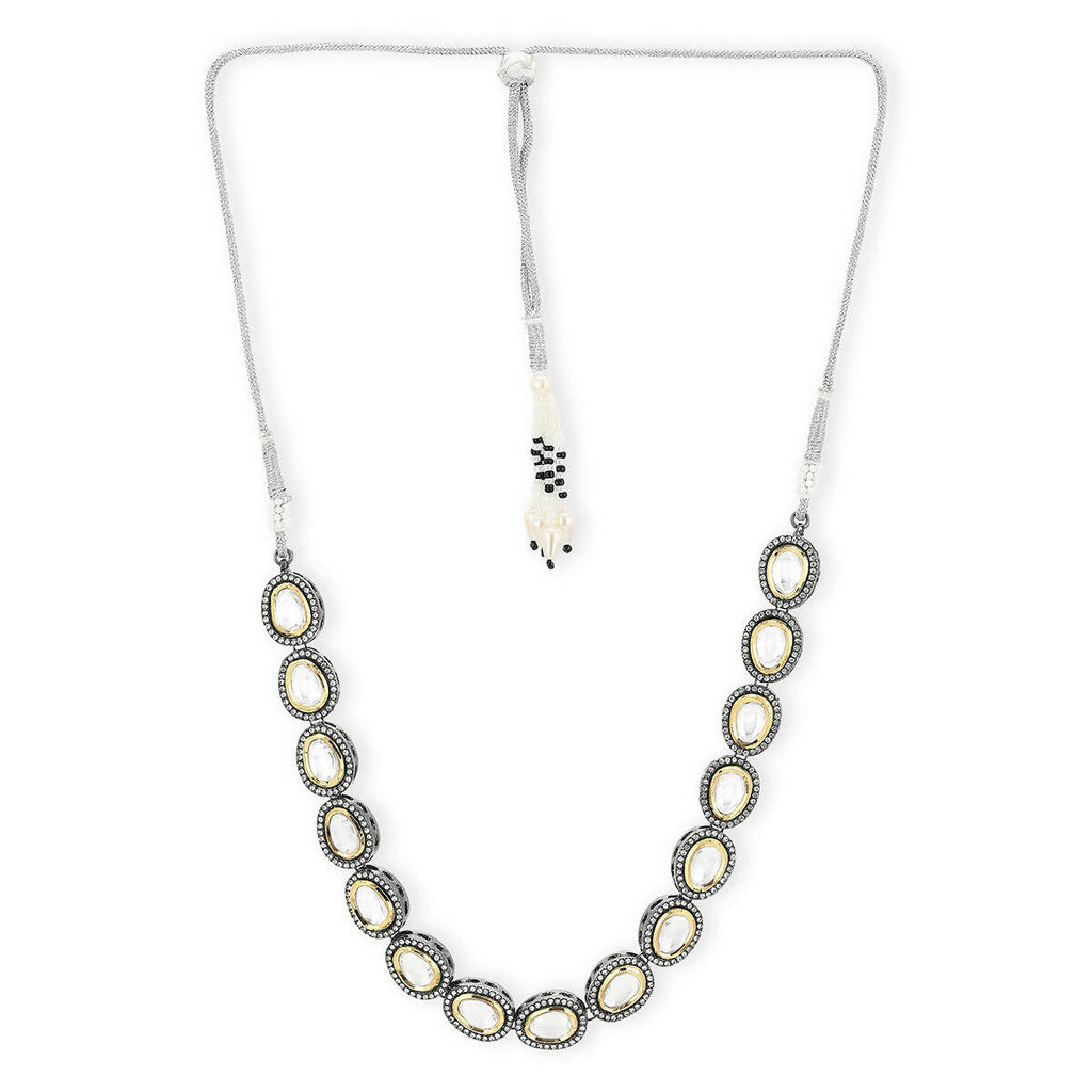 Silver-Toned Brass Rhodium-Plated Necklace - Ruby Raang
