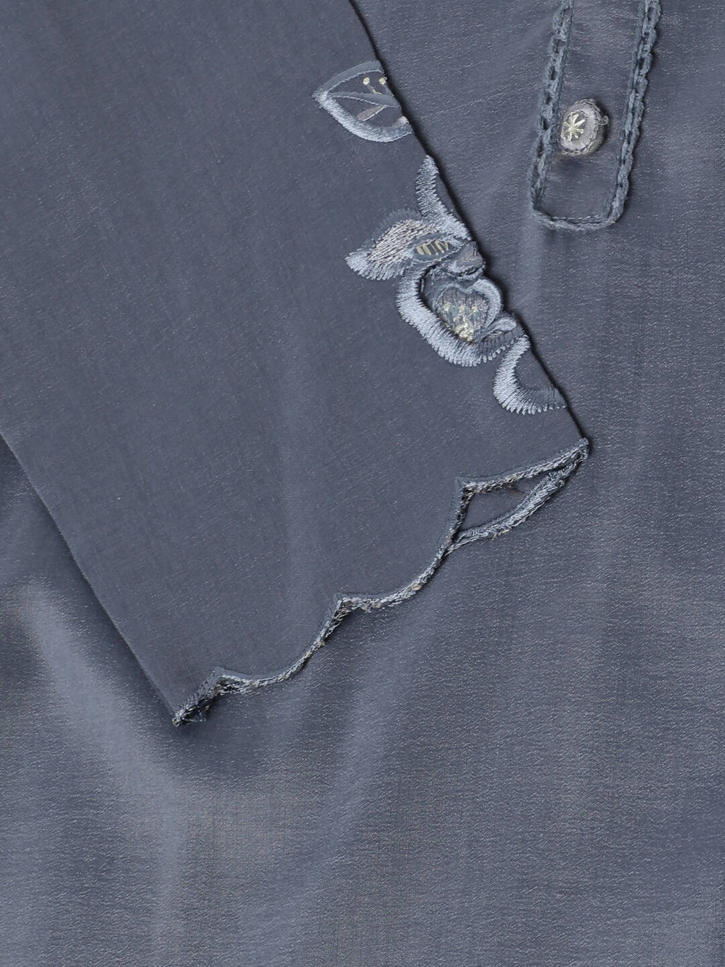 Grey Chinon Silk Embroidered Straight Kurta with Trouser & Dupatta - Salimar
