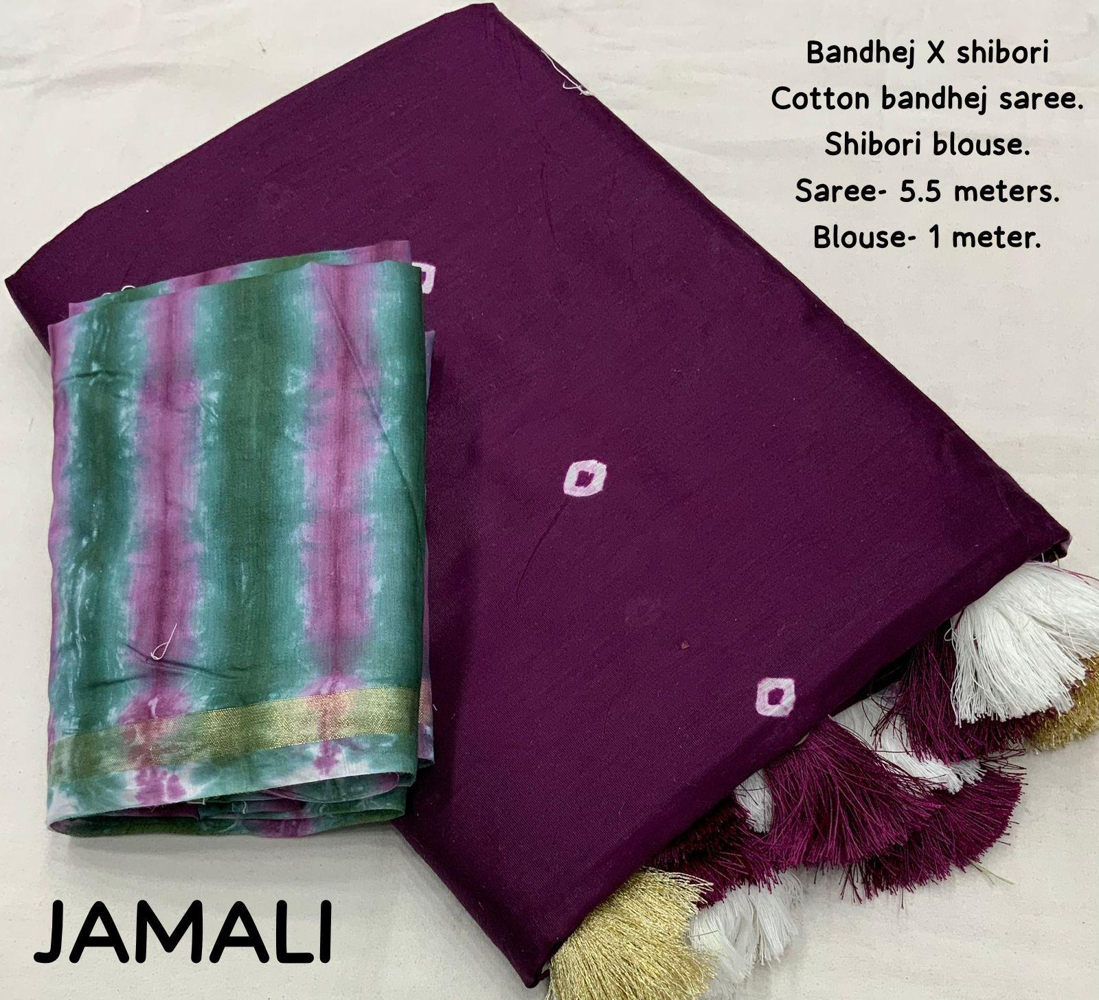 Purple Chanderi Cotton Block Print Saree with Unstitched Blouse - Hiral Fashion