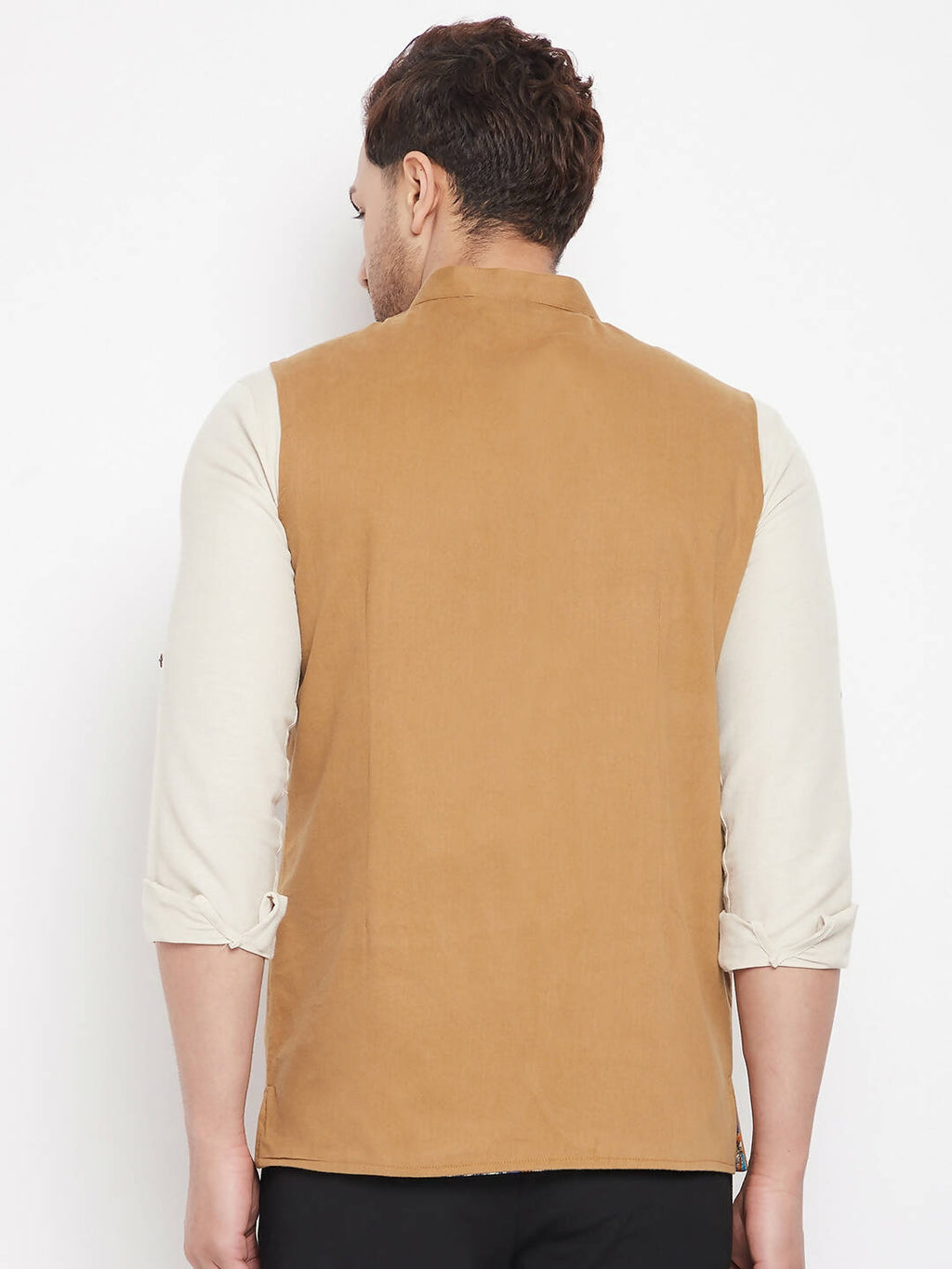 Even Apparels Brown Polyester Men's Nehru Jacket-Contrast Lining-Inbuilt Pocket Square