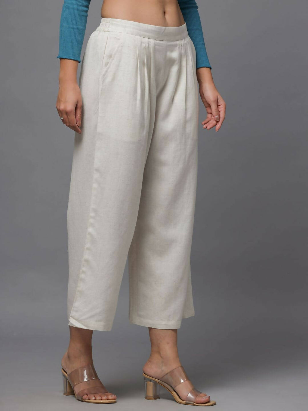 Juniper Women's Natural Solid Wide Leg Palazzo