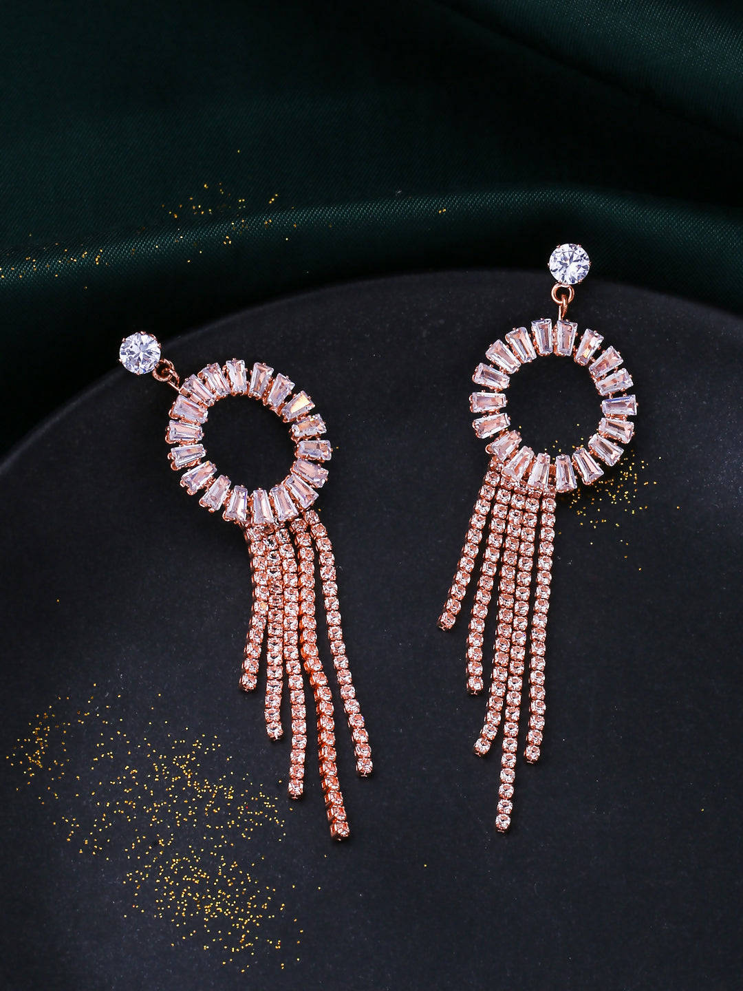 NVR Women Gold Toned Contemporary Drop Earrings