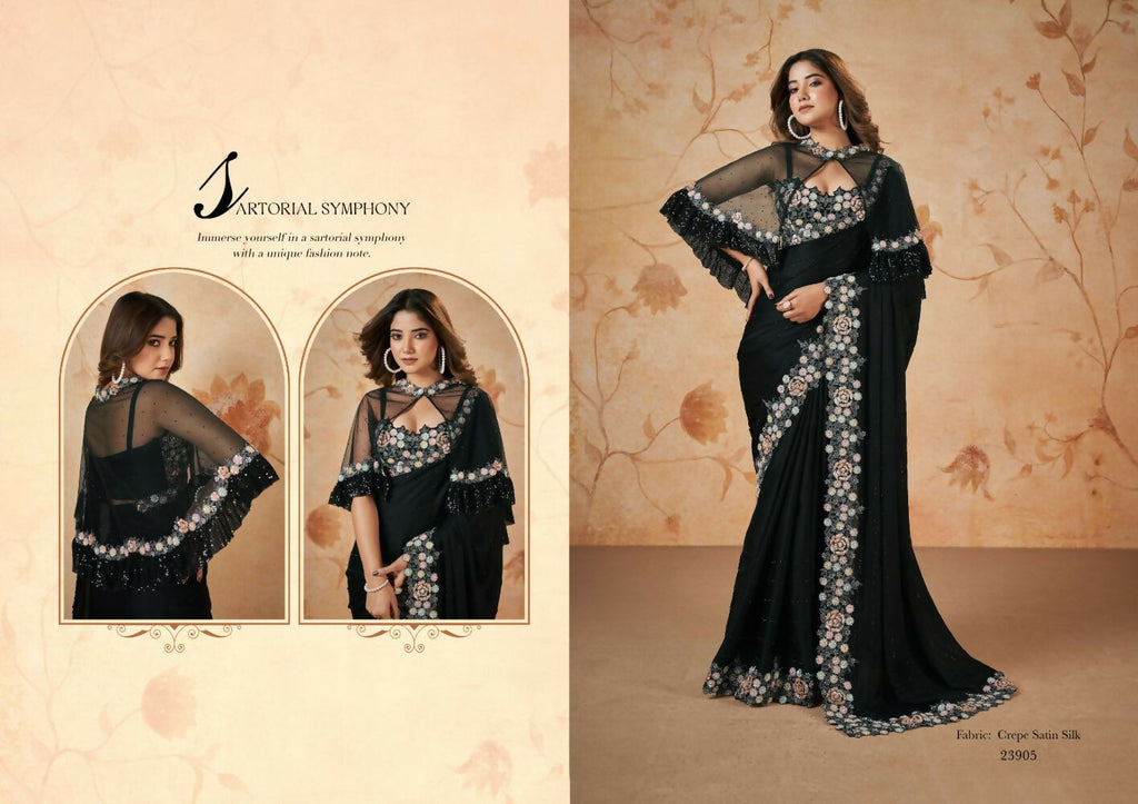 Thread,Sequence,Cord Embroidered with Stone & Moti Work - Mohmanthan Dakshika