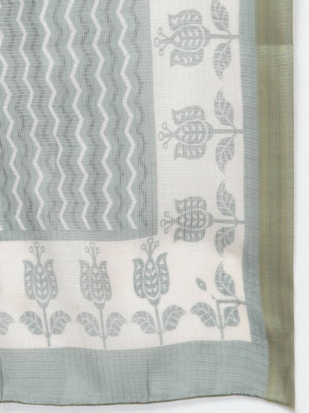 Myshka Women Grey Ethnic Motifs Printed Kurta with Shararas With Dupatta Set