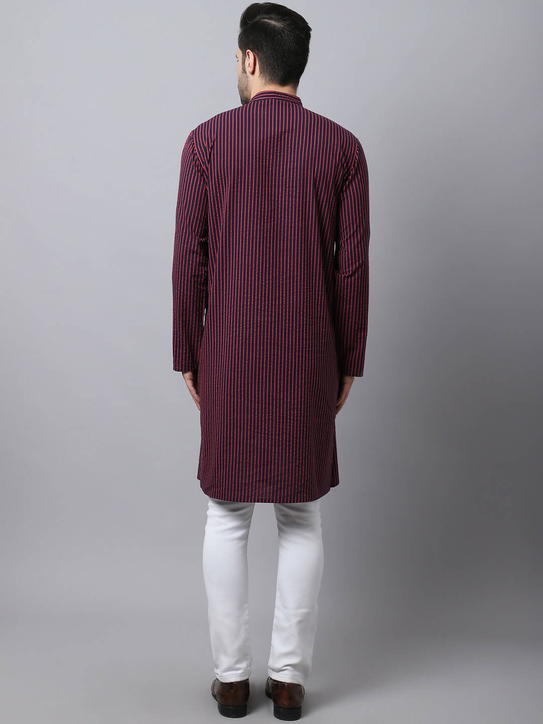 Even Apparels Black Pure Cotton Men's Kurta With Band Collar (STR1173)