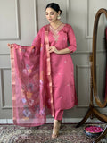 Light Pink Viscose chanderi Stitched Suit With Dupatta - Tanisha