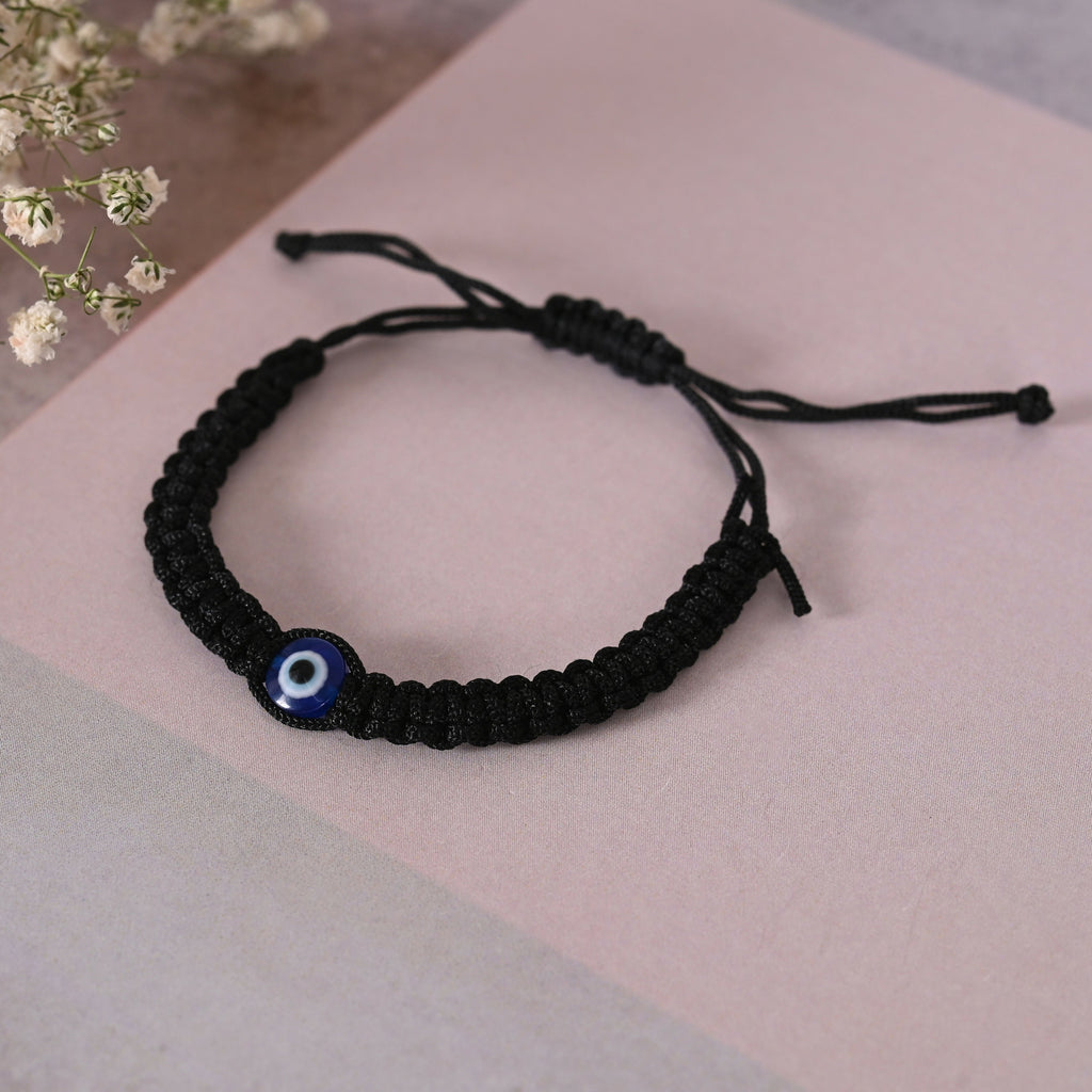 NVR Men & Women Black Fabric Elasticated Bracelet