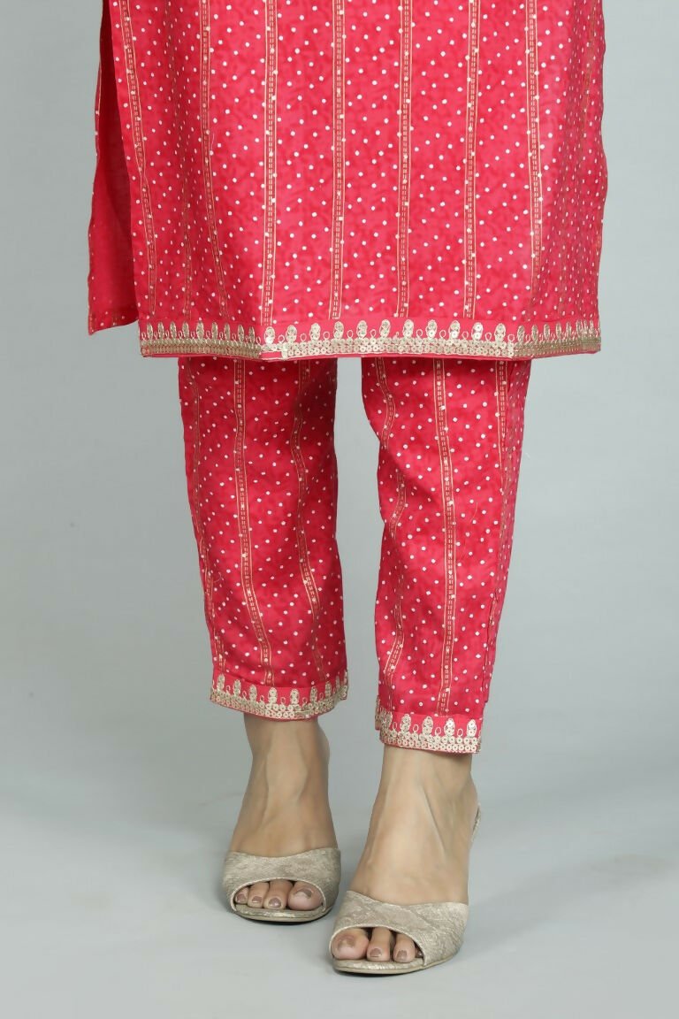 Alvano Beautiful Embroidery Print Straight Kurti with Pant and Dupatta set for Women and Girls Rayon