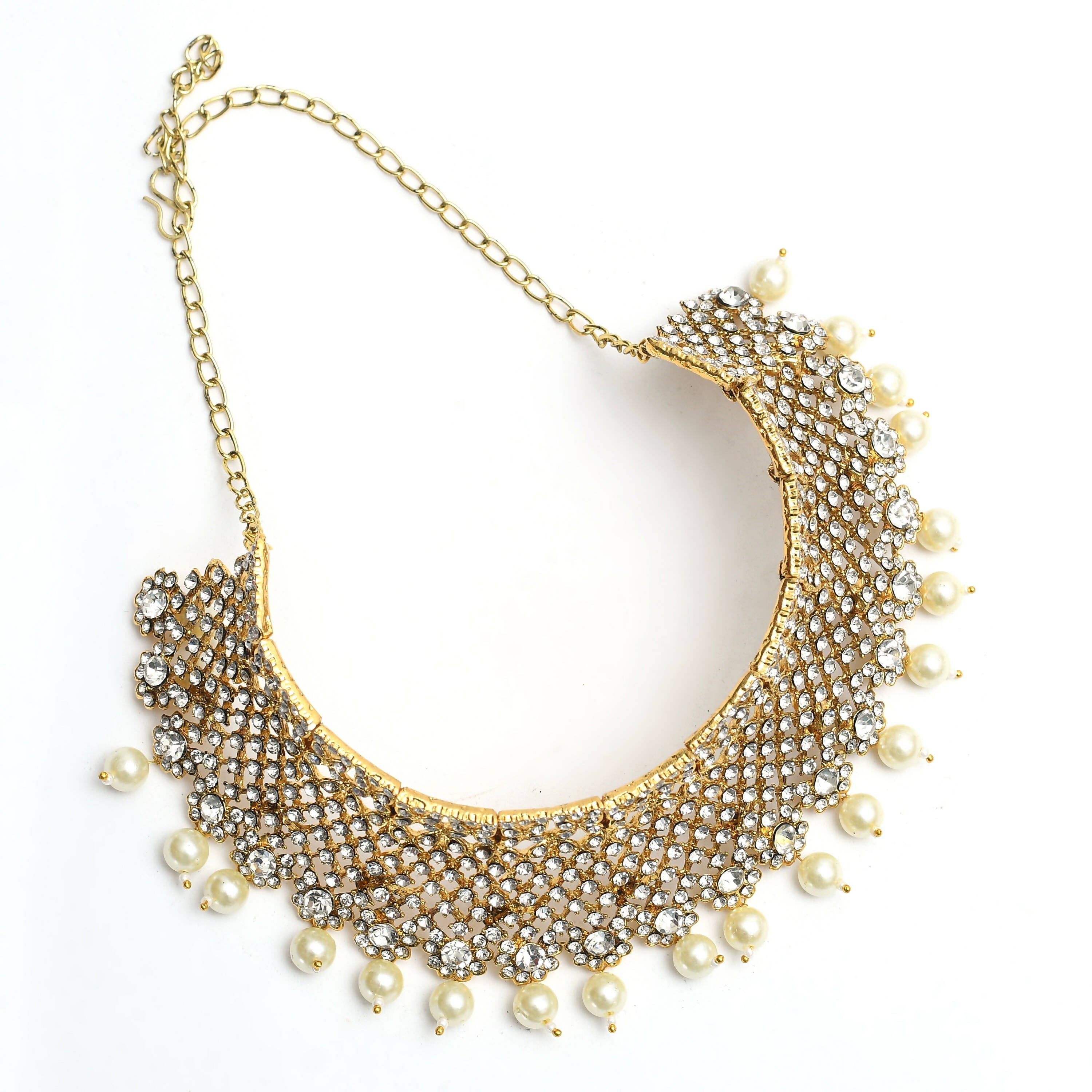 Mominos Fashion Johar Kamal Traditional Rajwadi Design Heavy Golden Necklace Set