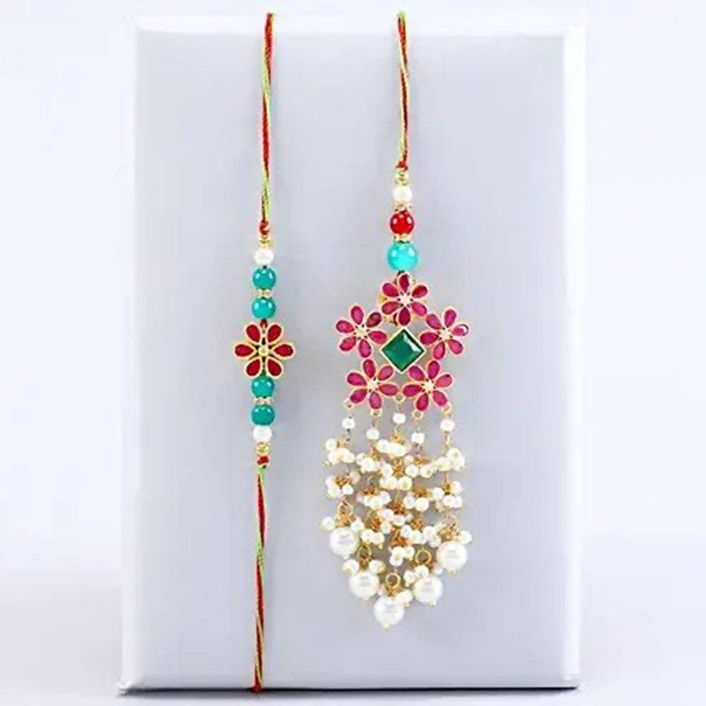 Soothing Floral Lumba Rakhi Pretty Set