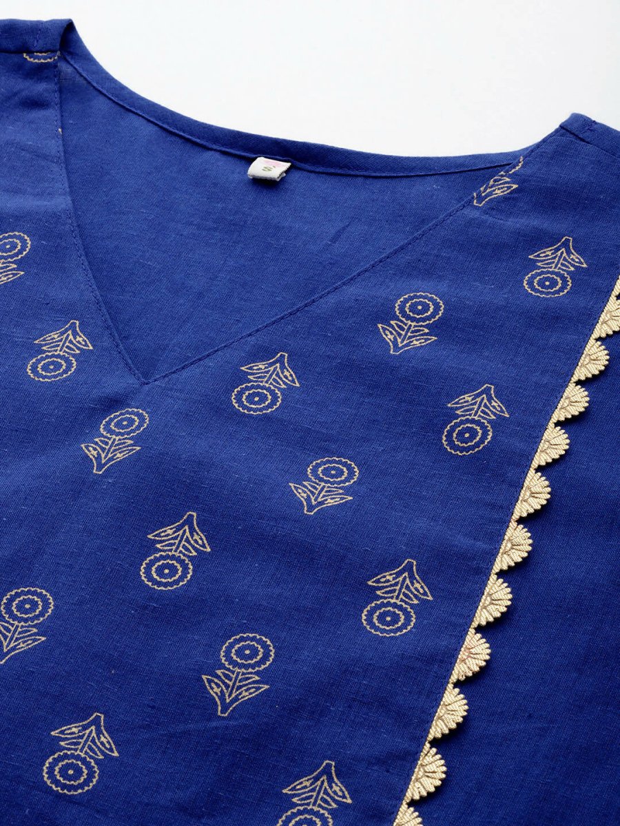Ahalyaa Women's Traditional wear Kurta Set - Indigo blue