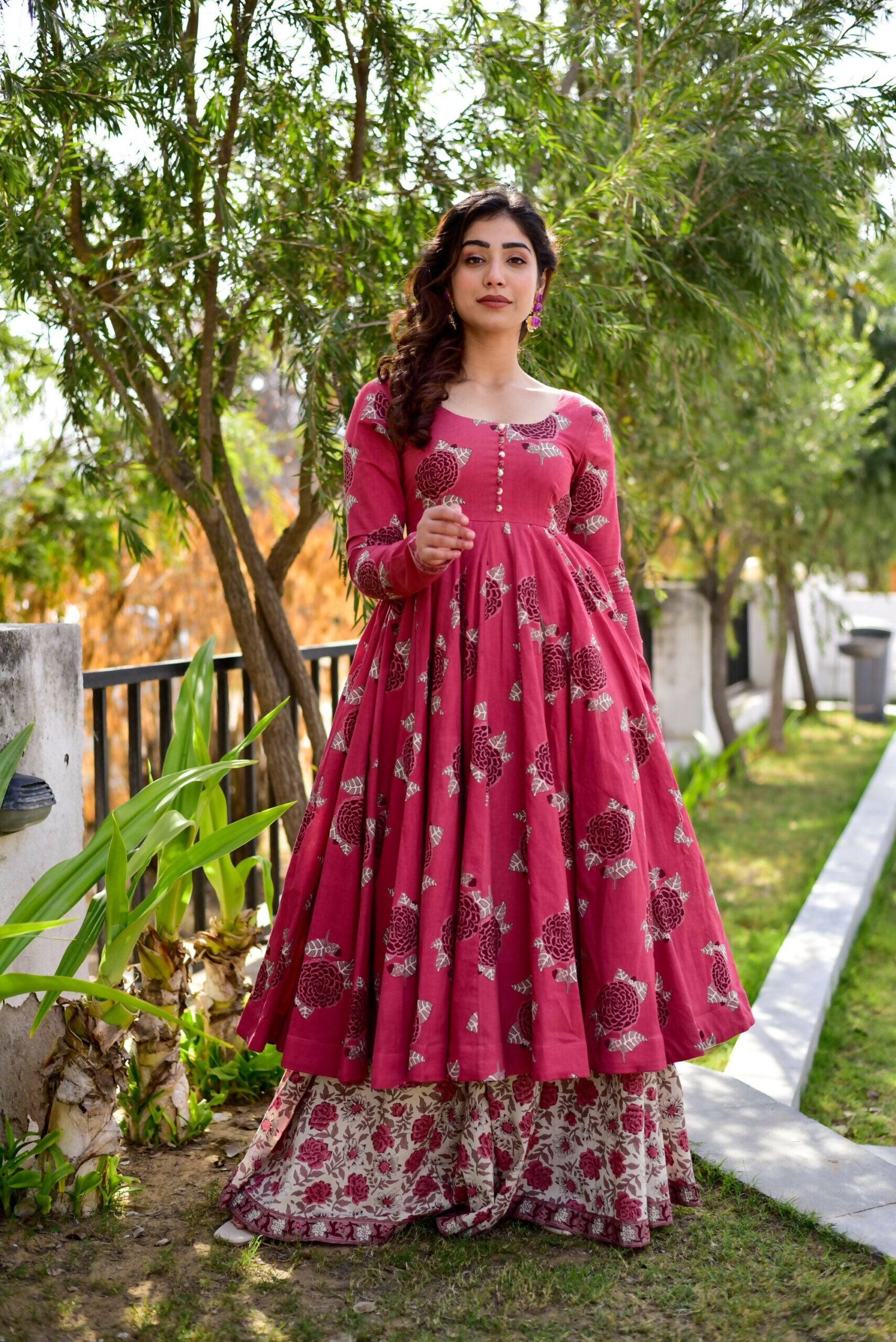 Jyoti Fashion Women's Rani Pink Cotton Silk Heavy Digital Printed Kurta Plazo Set