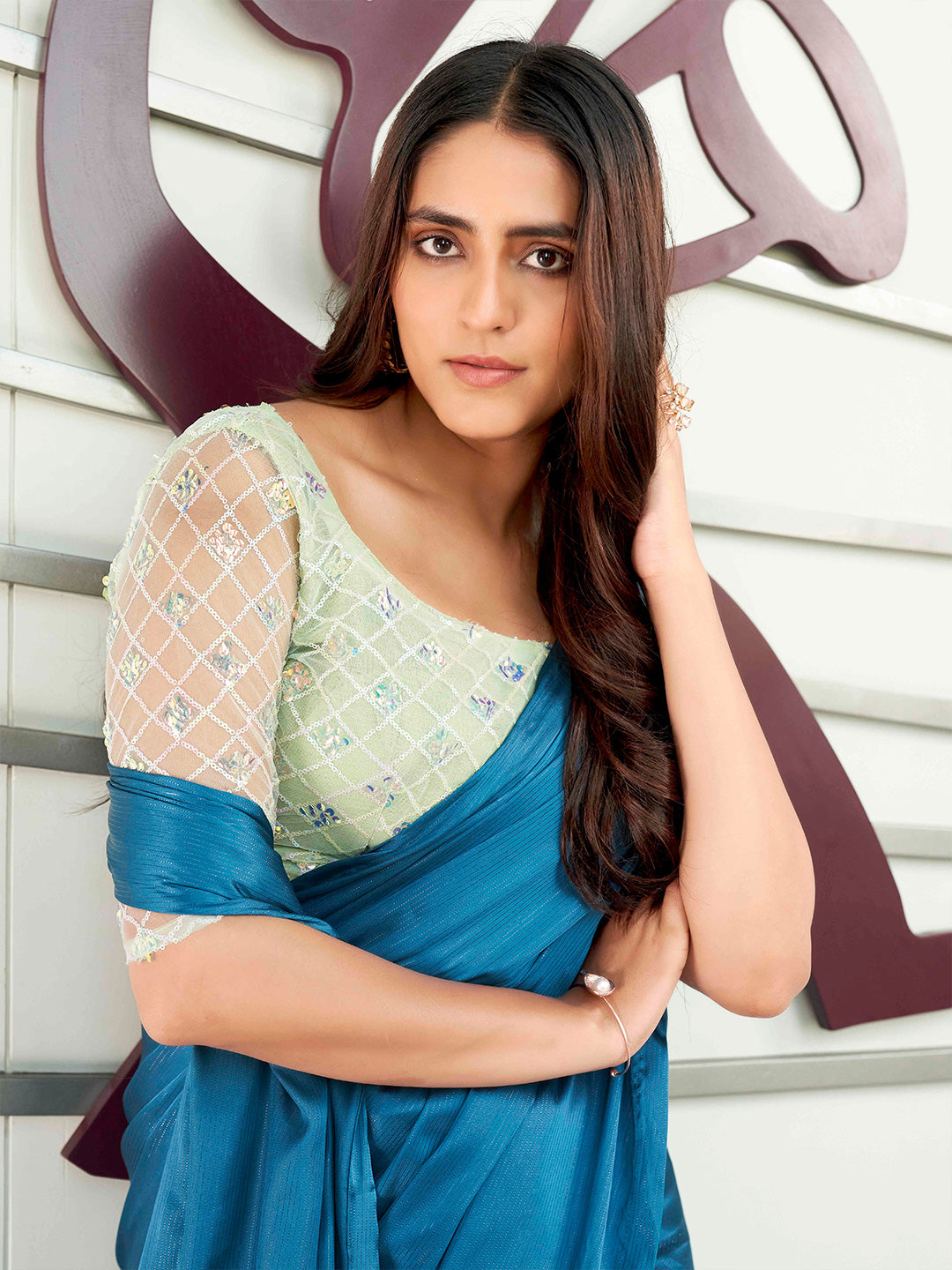 Tikhi Imli Solid Satin Saree