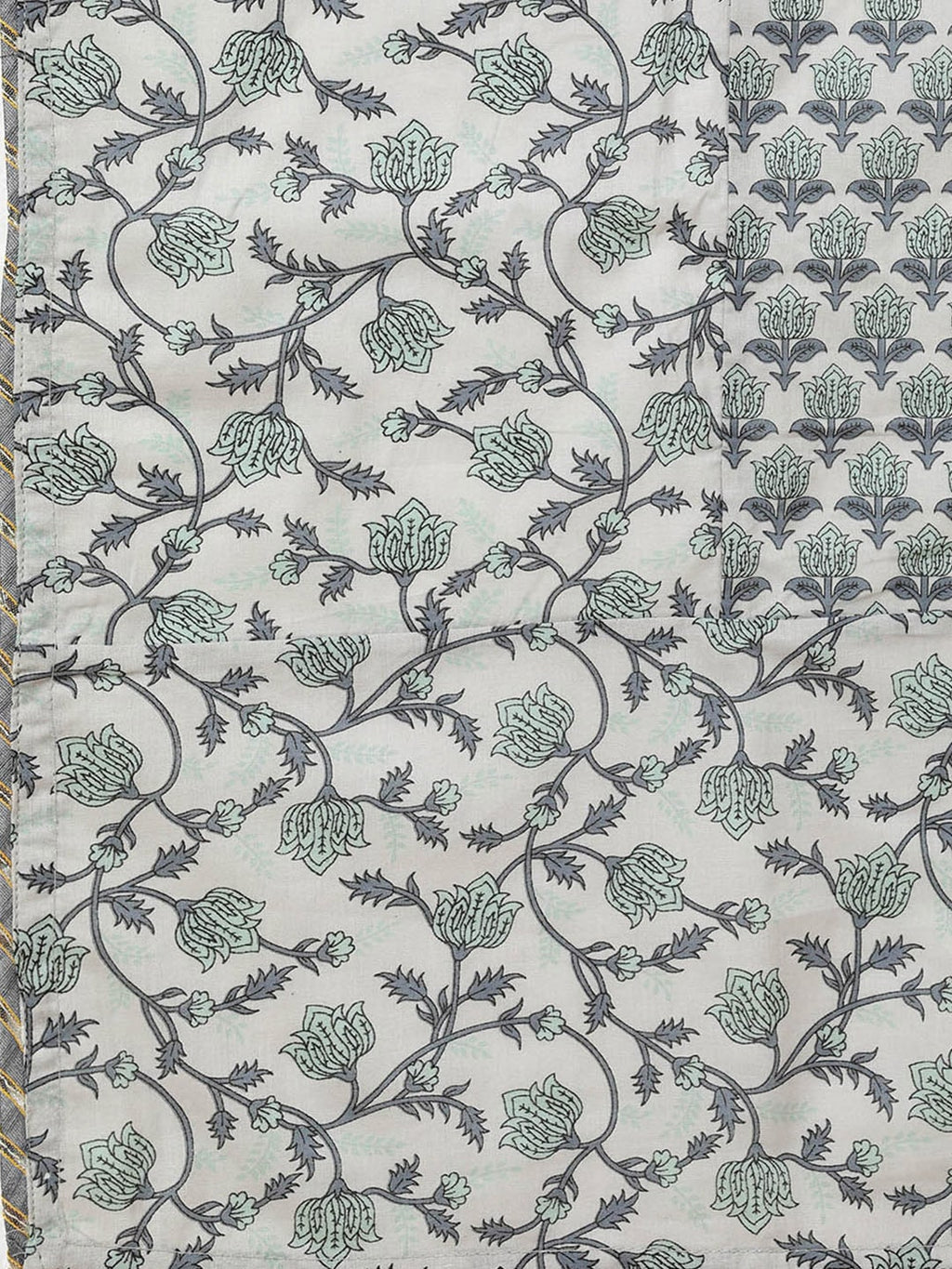 HERE&NOW Women Grey & Olive Green Embroidered Angrakha Kurta with Trousers & With Dupatta