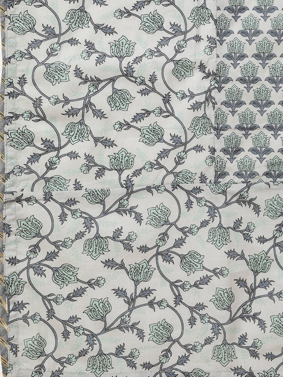 HERE&NOW Women Grey & Olive Green Embroidered Angrakha Kurta with Trousers & With Dupatta