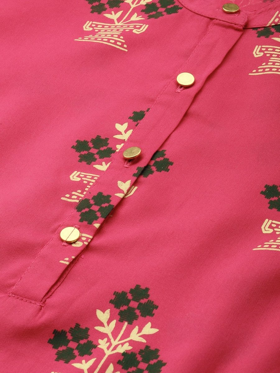 All About You Women Pink Ethnic Motifs Printed Kurta with Trousers & With Dupatta