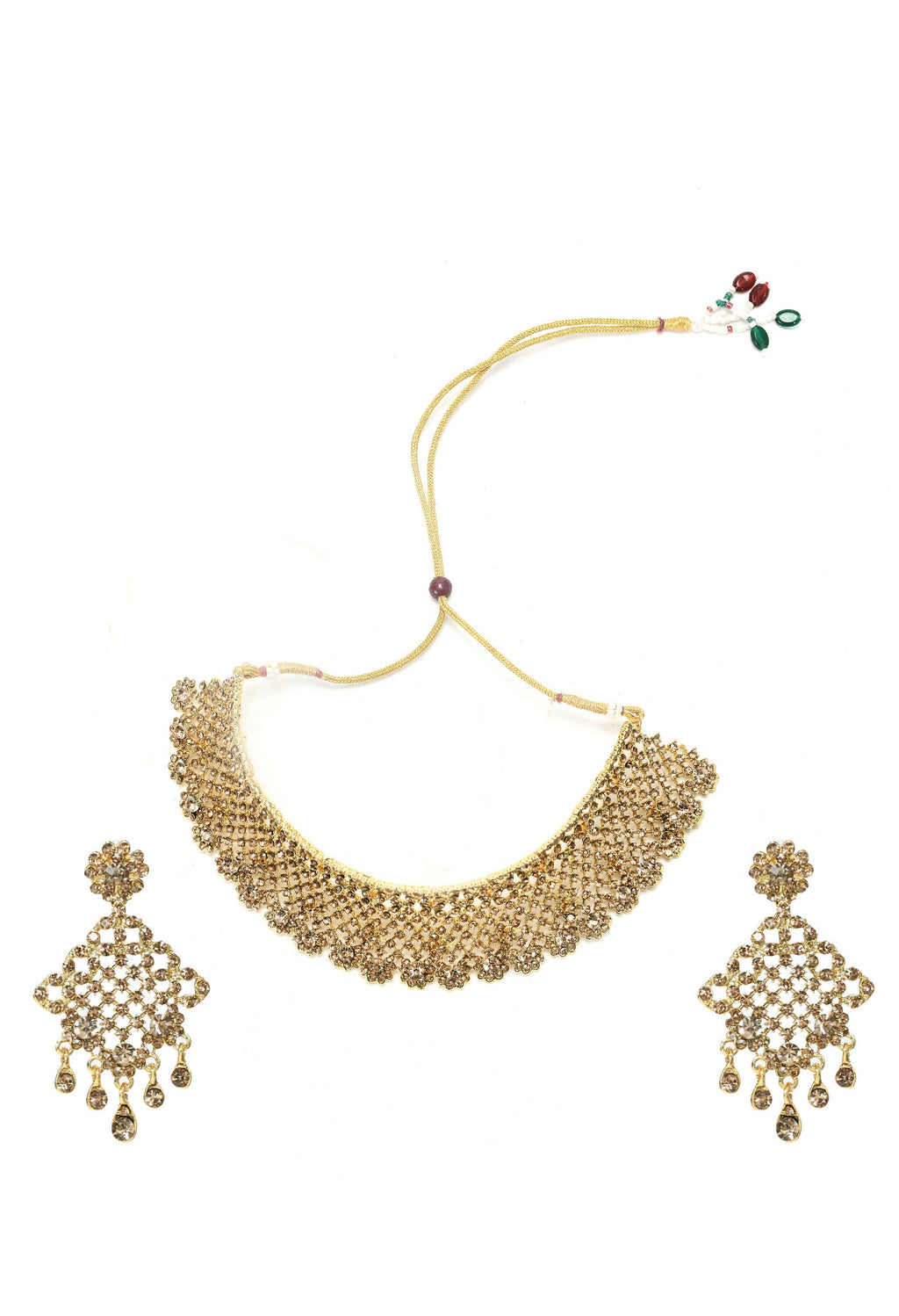 Mominos Fashion Johar Kamal Traditional Rajwadi Design Heavy Golden Color Choker Set