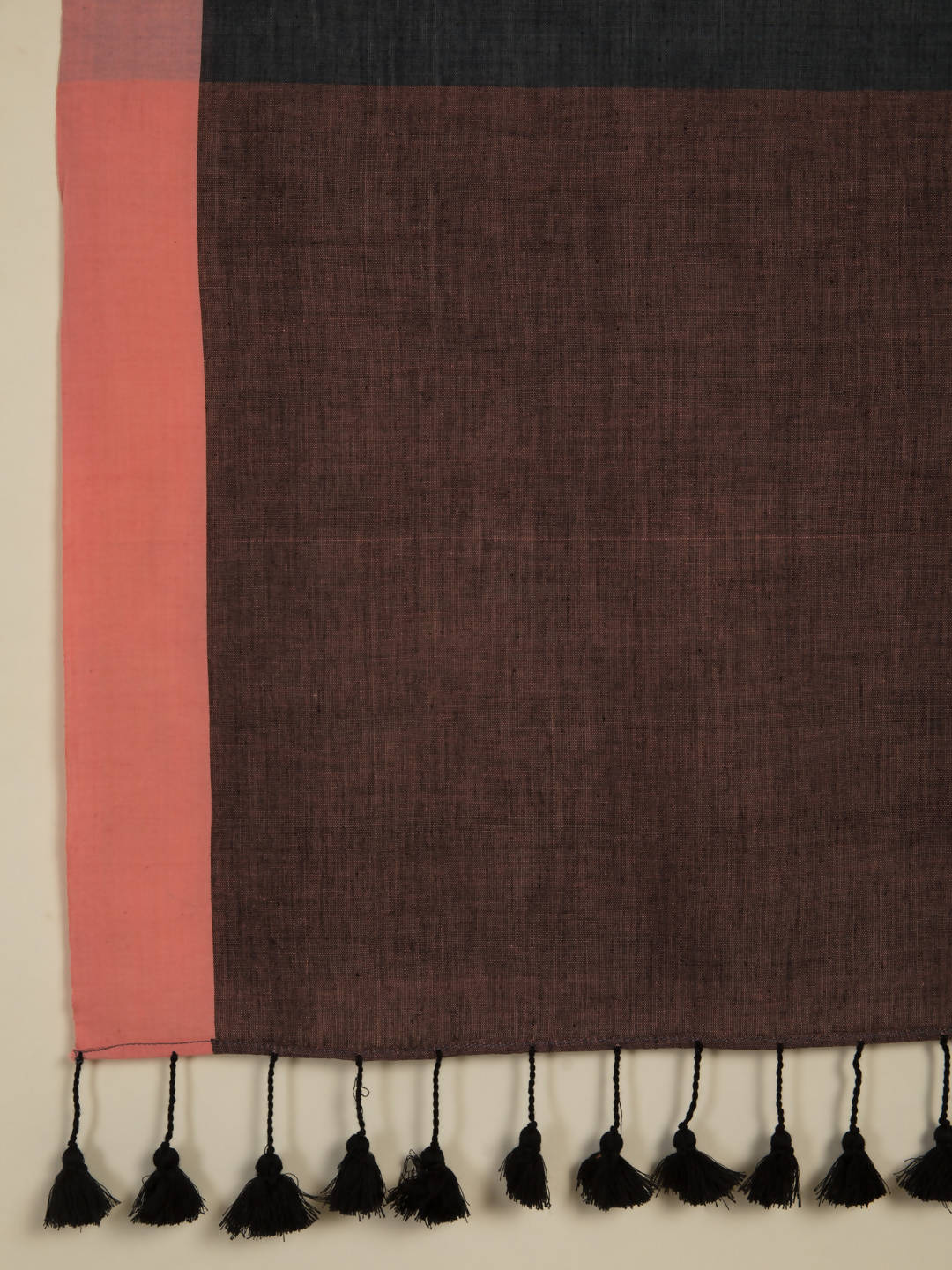 Suta Grey Peach-Coloured Pure Cotton Saree
