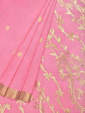 Baby Pink Khadi Cotton Handloom Saree with Pallu Design - Global Threads
