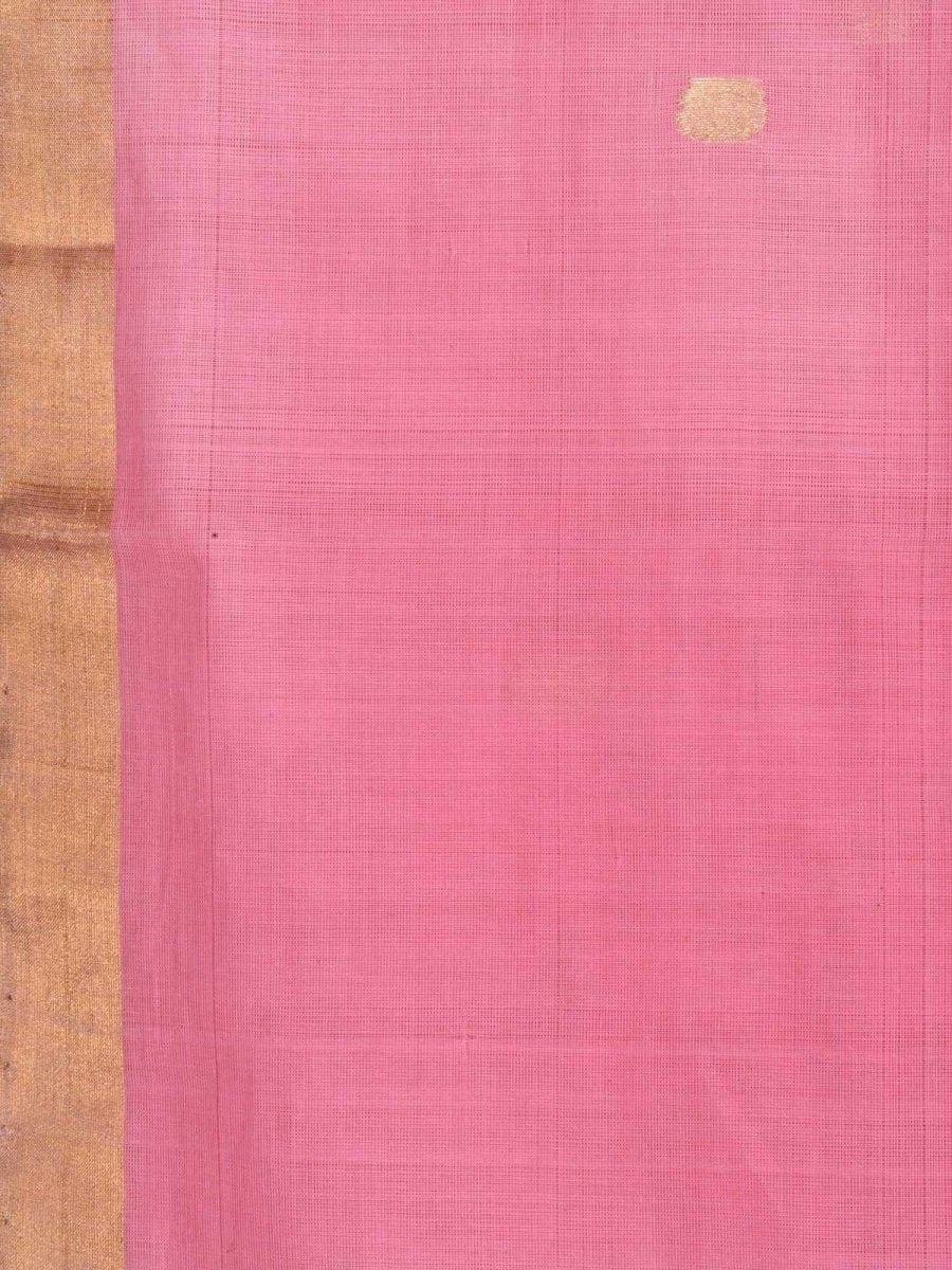 Baby Pink Khadi Cotton Handloom Saree with Pallu Design - Global Threads
