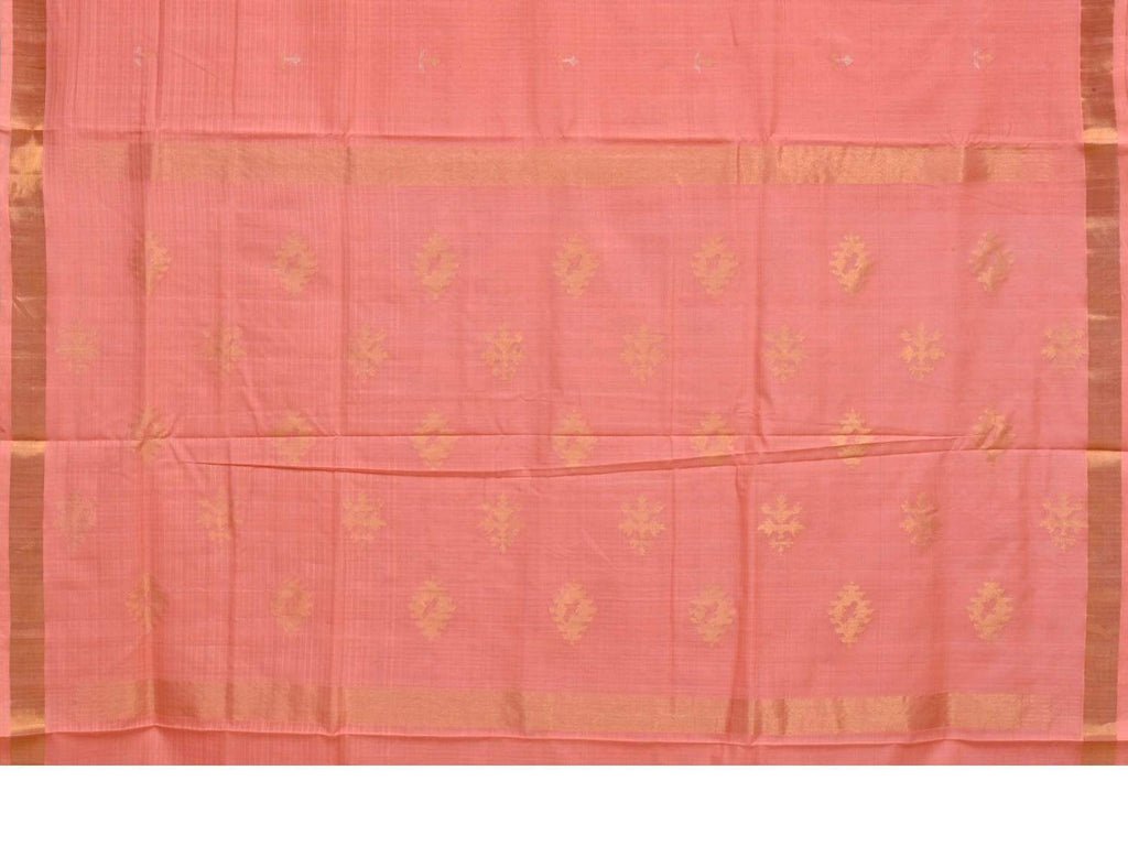 Baby Pink Uppada Cotton Handloom Saree with Assorted Buta Pallu Design - Global Threads