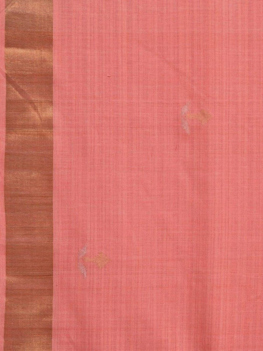 Baby Pink Uppada Cotton Handloom Saree with Assorted Buta Pallu Design - Global Threads
