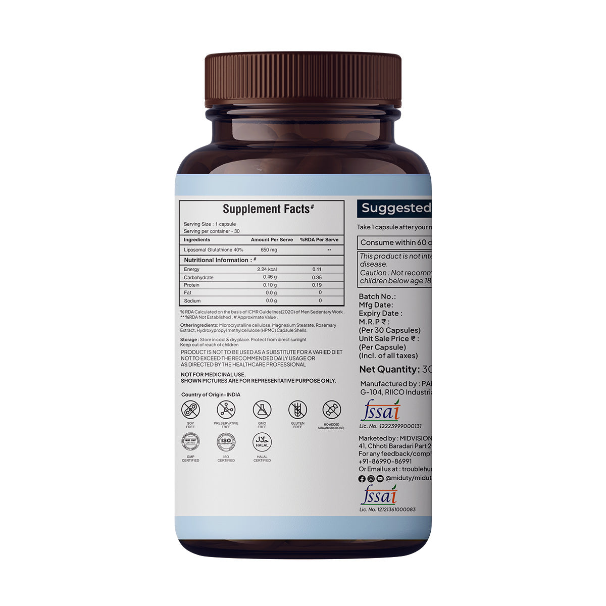 Miduty by Palak Notes Liposomal Glutathione Capsules