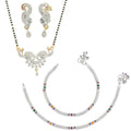 AanyaCentric Gold-Polished Mangalsutra Pendant Earring Set & Silver Plated Anklet