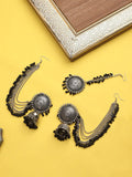 Cardinal Black Oxidised Maang Tikka Set