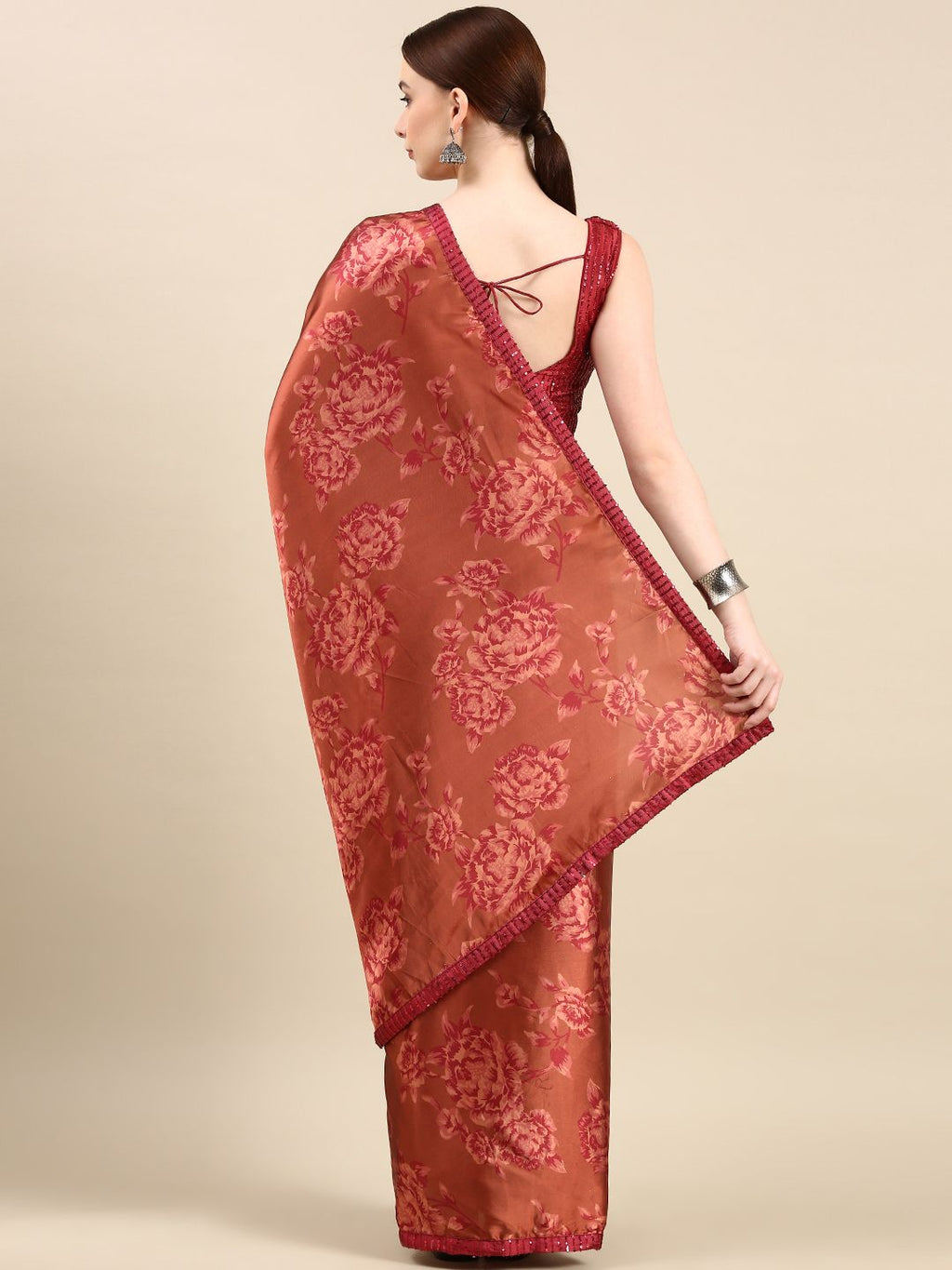 kasee Floral Print Satin Saree