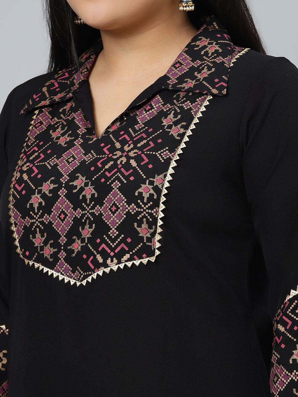 Sztori Plus Size Ethnic Motifs Printed Regular Kurta with Trousers