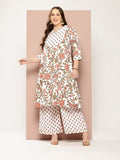 Sztori Plus Size Floral Printed Regular Gotta Patti Kurta with Palazzos