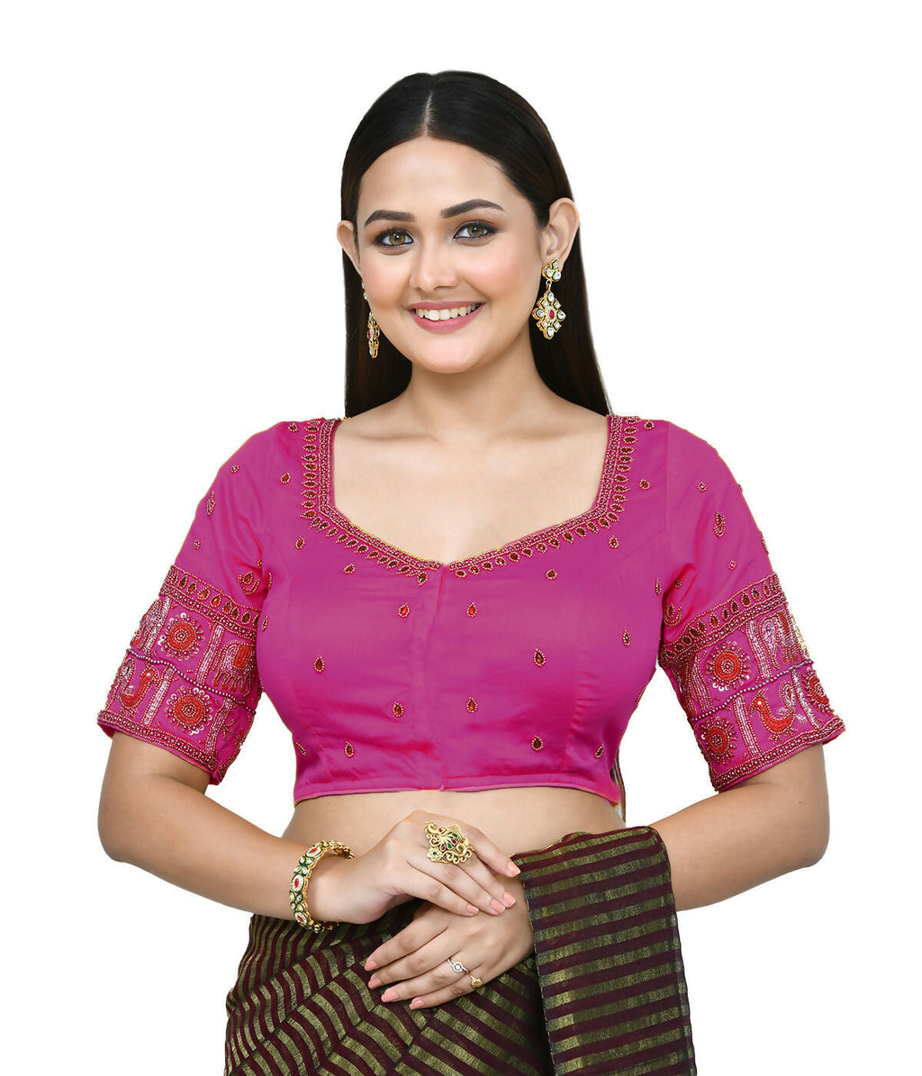 Joban Fashion Women's Pink Embroidered Stitched Blouse